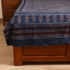 Ajrakh Hand Block Print Natural Dyed Cotton Single Bed Sheet (90 x 60 in) 02
