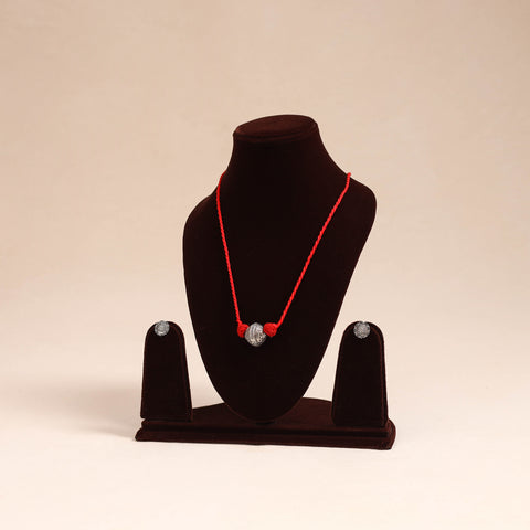 Red - german silver necklace set 06 - handcrafted