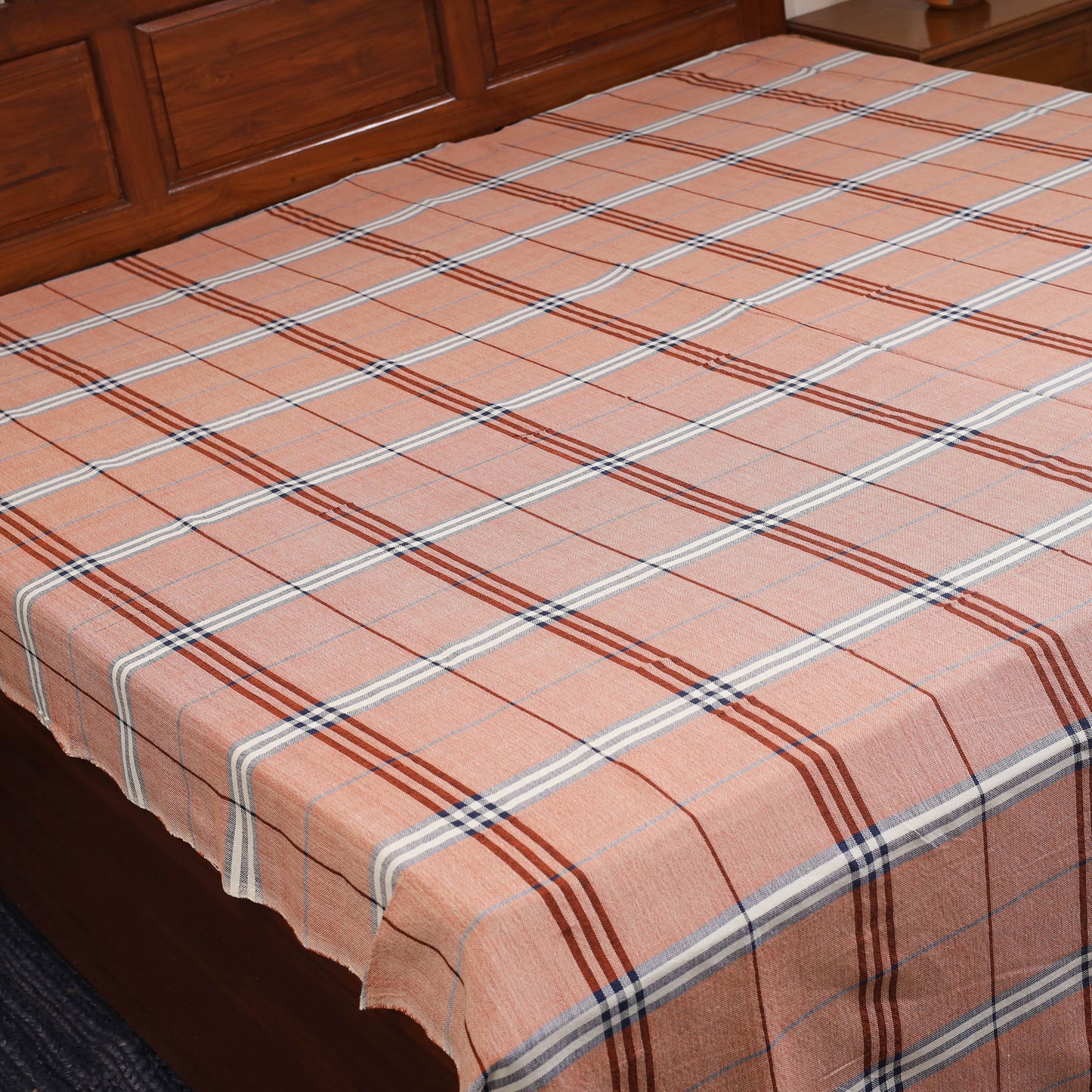 Brown - double handloom cotton bed sheet (108 x 90 in) 19