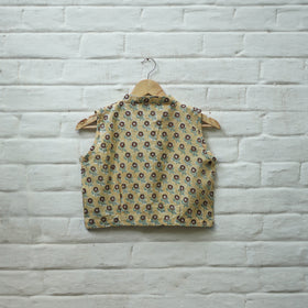 Buy Yellow Block Print Cotton Sanganeri Stitched Blouse