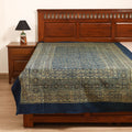 Ajrakh Hand Block Print Natural Dyed Cotton Single Bed Sheet (90 x 60 in) 03
