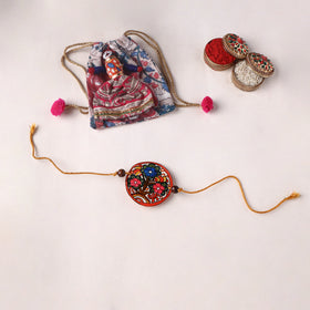 Flower - Handpainted Tholu Bommalata Leather Rakhi (Assorted) 31