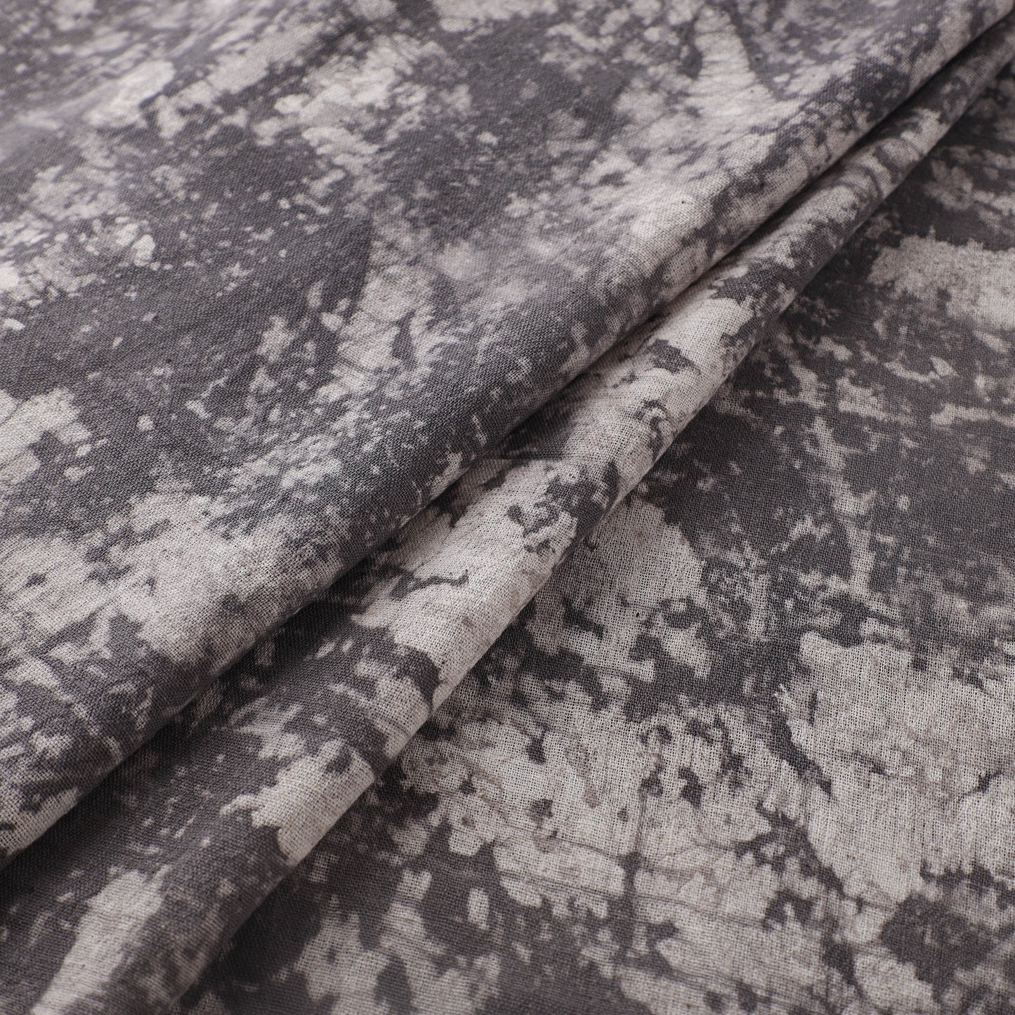 Grey - Authentic Kutch Hand Block Batik Print Pure Handwoven Natural Dyed Kala Cotton Fabric 24