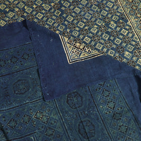 Ajrakh Hand Block Print Natural Dyed Cotton Single Bed Sheet (90 x 60 in) 03