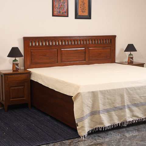 Yellow - double handloom cotton bed sheet (108 x 90 in) 21