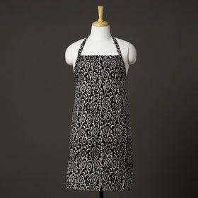 Black Hand Batik Printed Cotton Apron with Pocket 