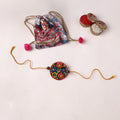 Flower - Handpainted Tholu Bommalata Leather Rakhi (Assorted) 33