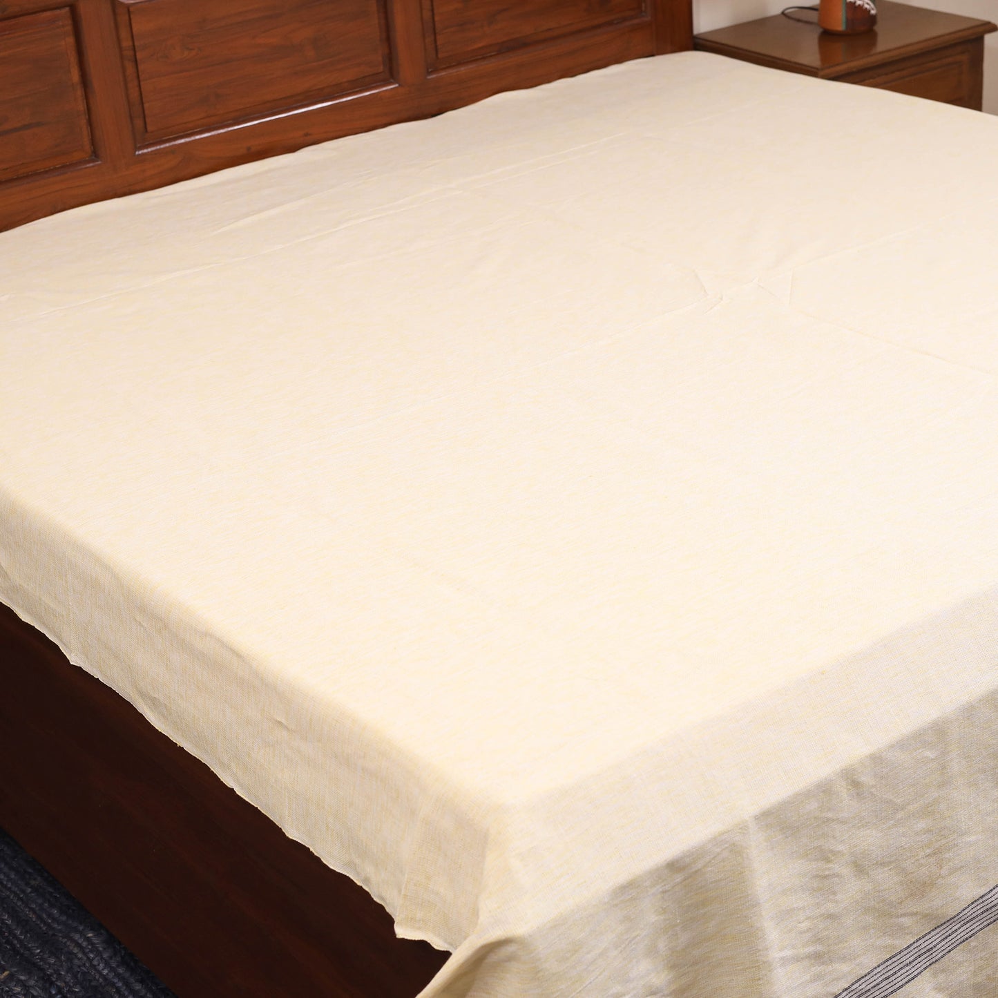 Yellow - double handloom cotton bed sheet (108 x 90 in) 21