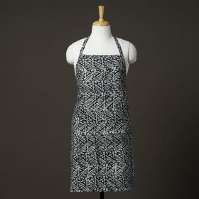 Grey Hand Batik Printed Cotton Apron with Pocket 