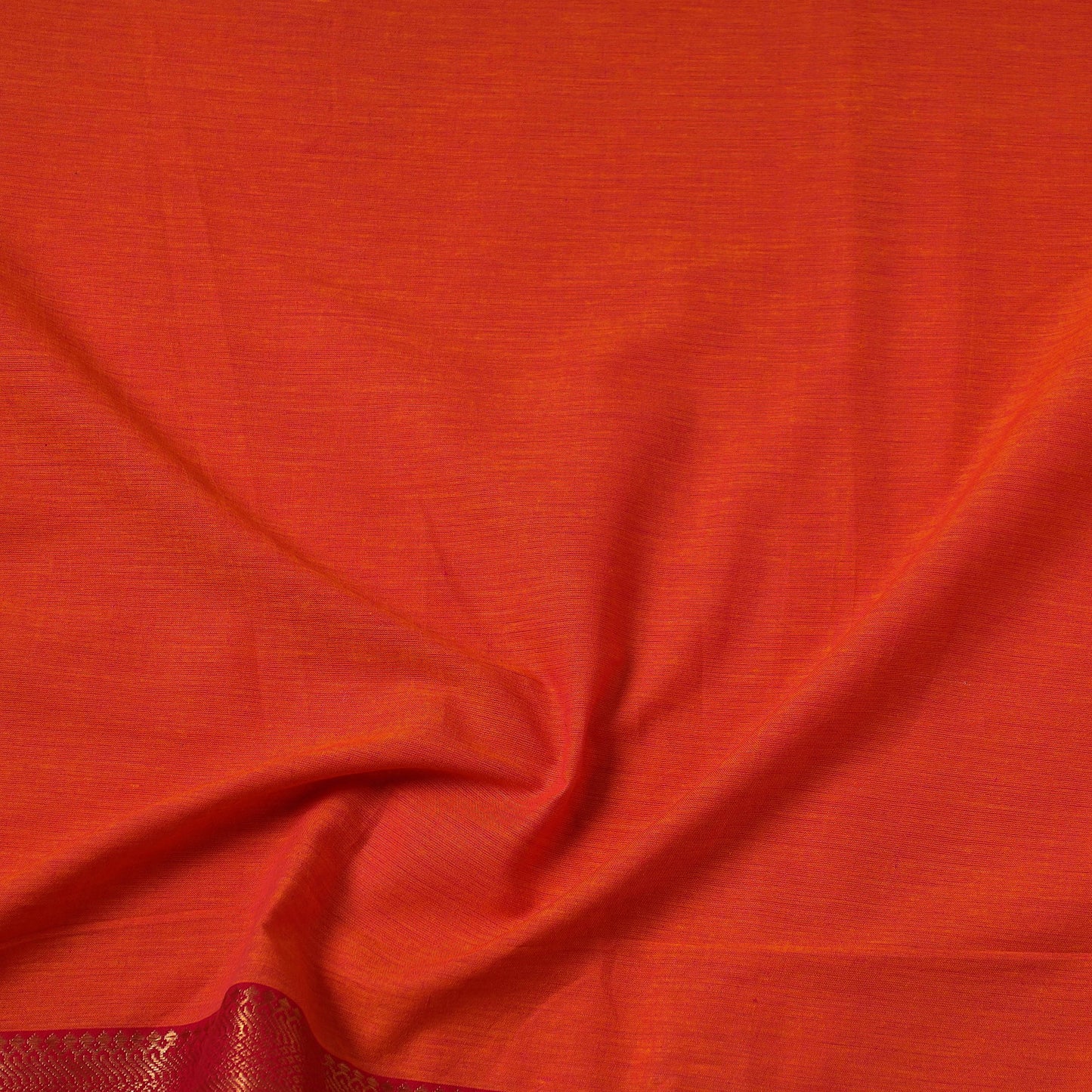 Orange - Prewashed Dharwad Cotton Thread Border Fabric