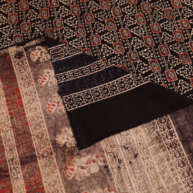 Ajrakh Hand Block Print Natural Dyed Cotton Single Bed Sheet (90 x 60 in) 04