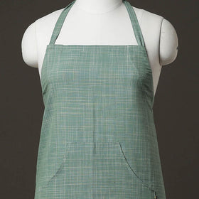 Green Plain Handloom Jhiri Cotton Apron with Pocket 