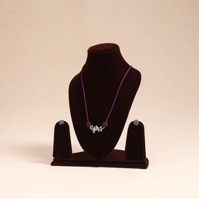 Purple - german silver necklace set 15 - handcrafted
