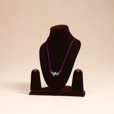 Purple - german silver necklace set 15 - handcrafted