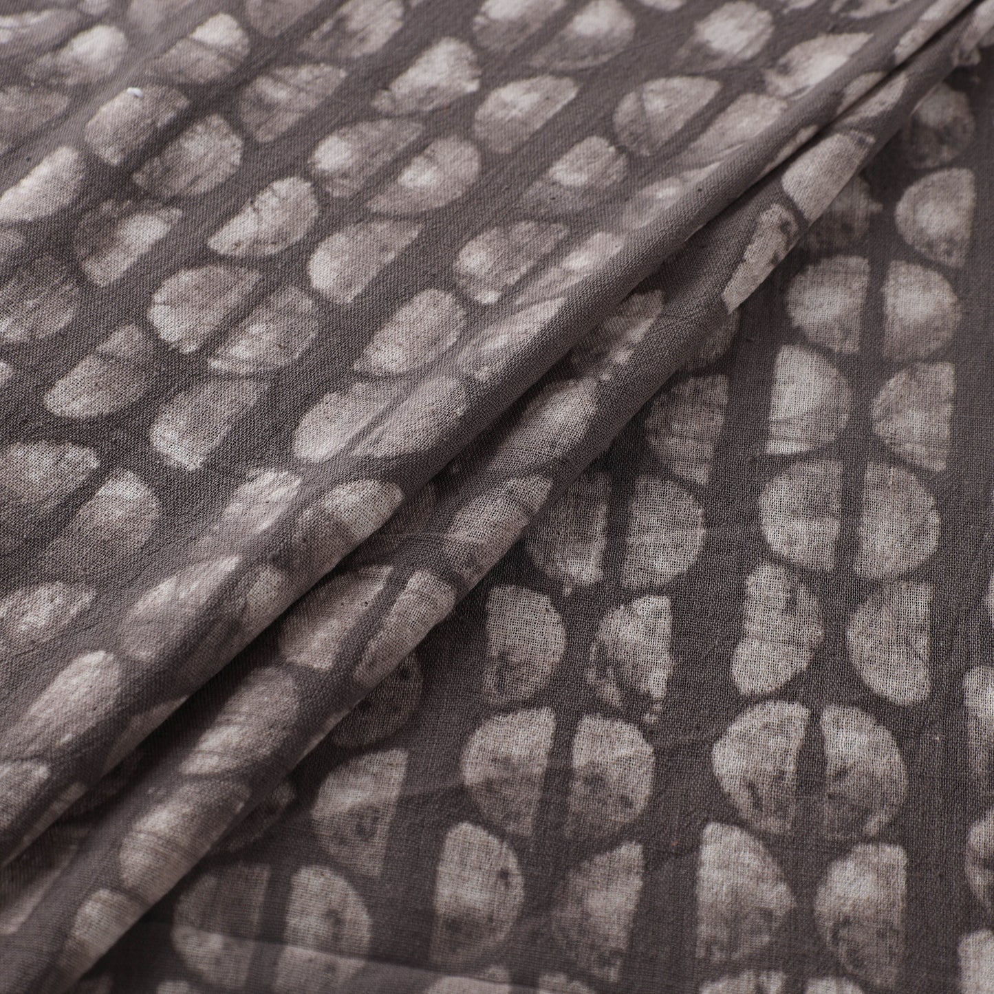 Grey - Authentic Kutch Hand Block Batik Print Pure Handwoven Natural Dyed Kala Cotton Fabric 25