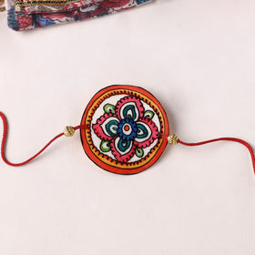 Flower - Handpainted Tholu Bommalata Leather Rakhi (Assorted) 34