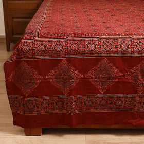 Ajrakh Hand Block Print Natural Dyed Cotton Single Bed Sheet (90 x 60 in) 05