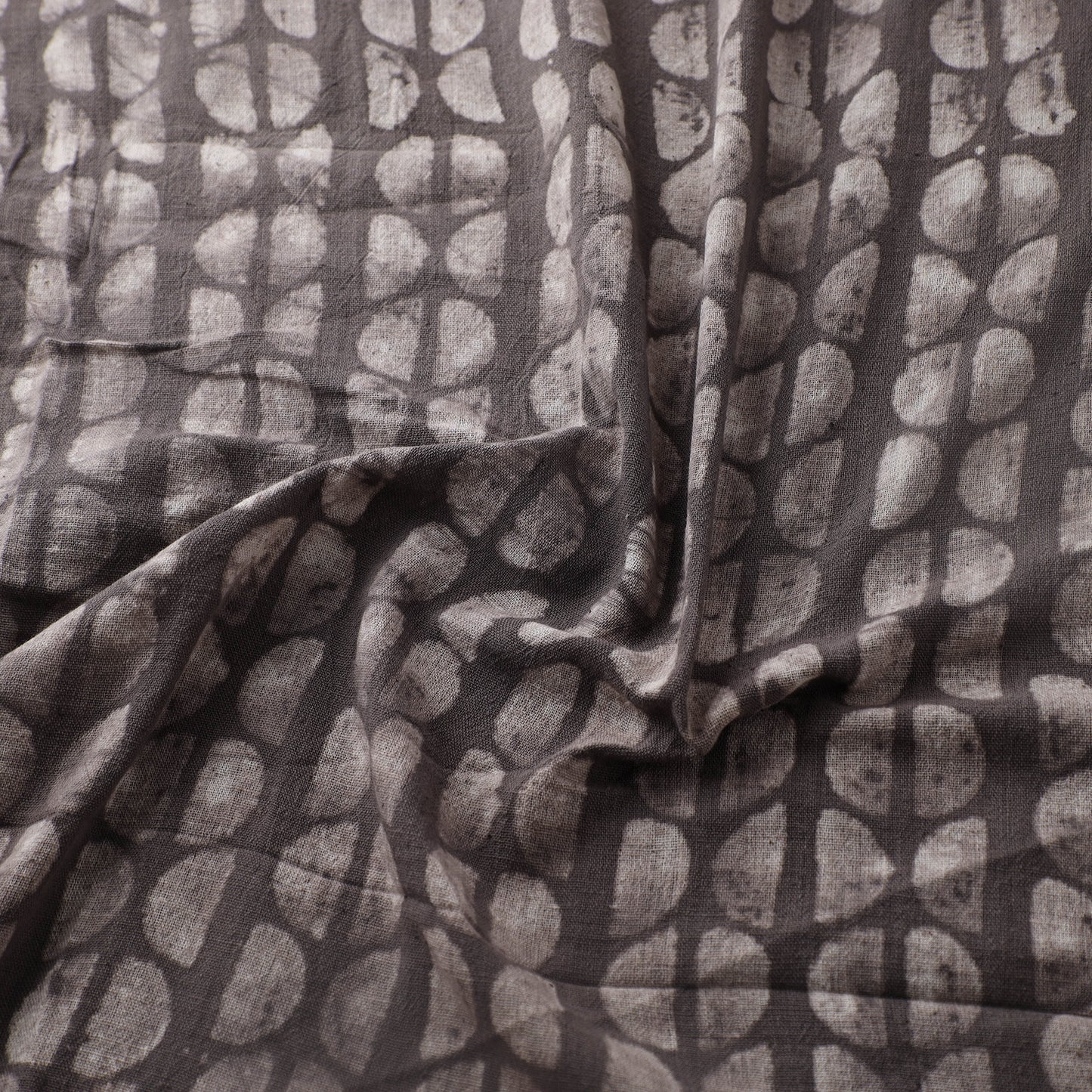 Grey - Authentic Kutch Hand Block Batik Print Pure Handwoven Natural Dyed Kala Cotton Fabric 25