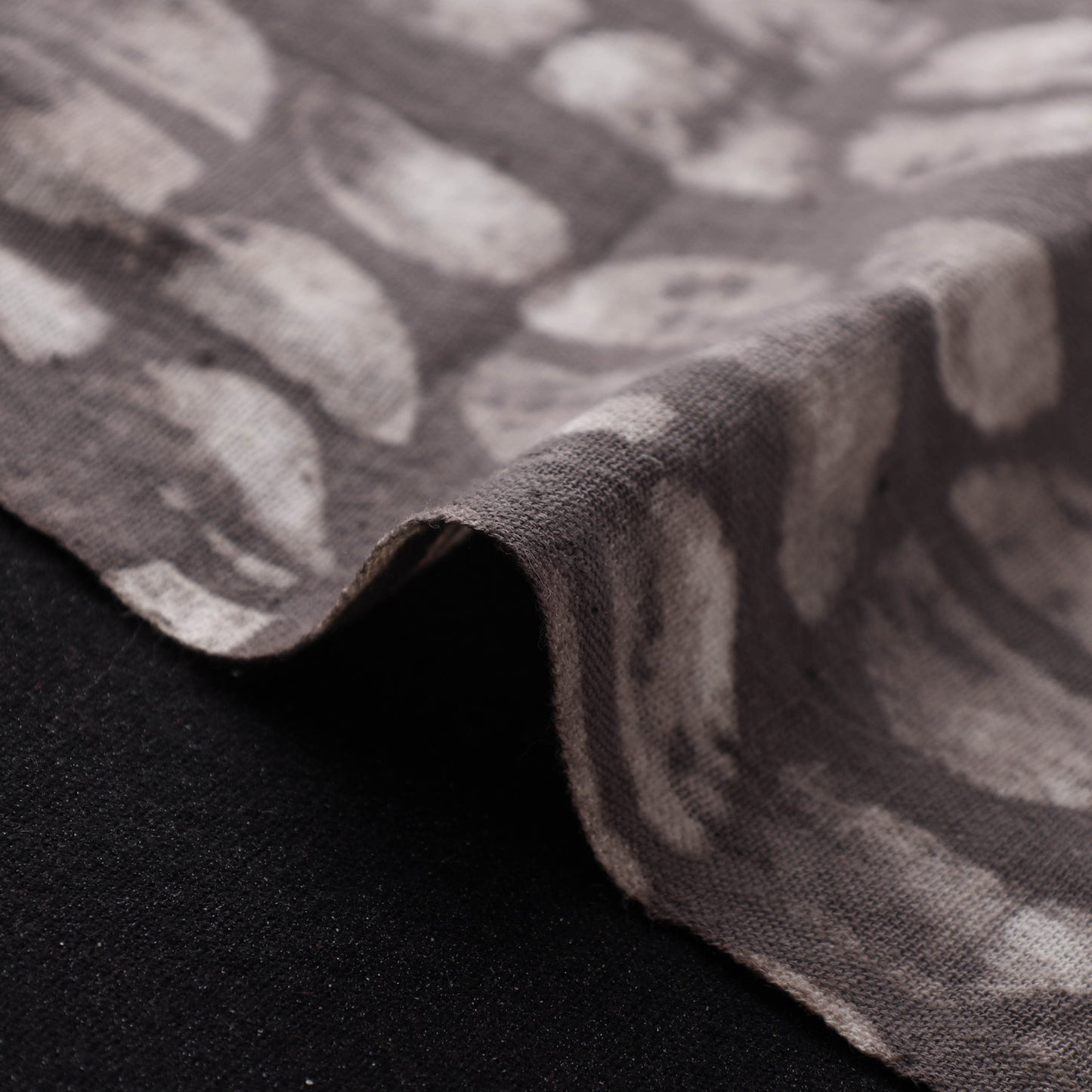 Grey - Authentic Kutch Hand Block Batik Print Pure Handwoven Natural Dyed Kala Cotton Fabric 25