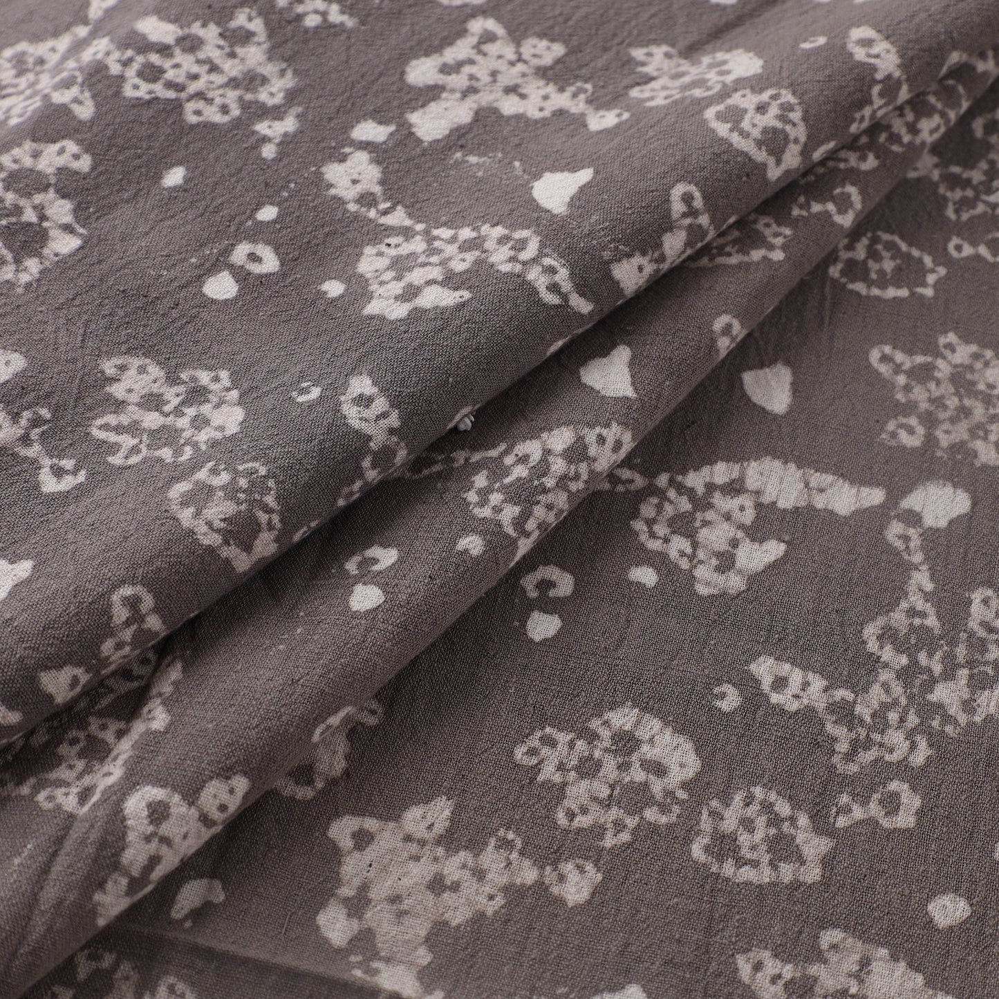 Grey - Authentic Kutch Hand Block Batik Print Pure Handwoven Natural Dyed Kala Cotton Fabric 26