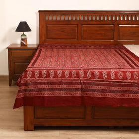 Ajrakh Hand Block Print Natural Dyed Cotton Single Bed Sheet (90 x 60 in) 06