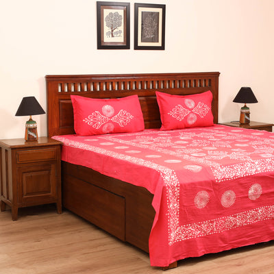 Hand Block Batik Print Cotton Double Bedsheet Set (108 x 90 in) 07