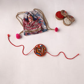 Peacock - Handpainted Tholu Bommalata Leather Rakhi (Assorted) 37