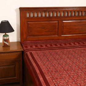 Ajrakh Hand Block Print Natural Dyed Cotton Single Bed Sheet (90 x 60 in) 06