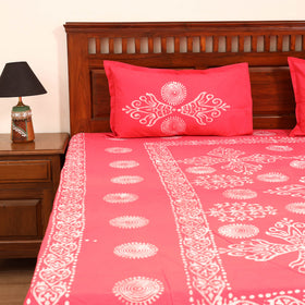 Hand Block Batik Print Cotton Double Bedsheet Set (108 x 90 in) 07