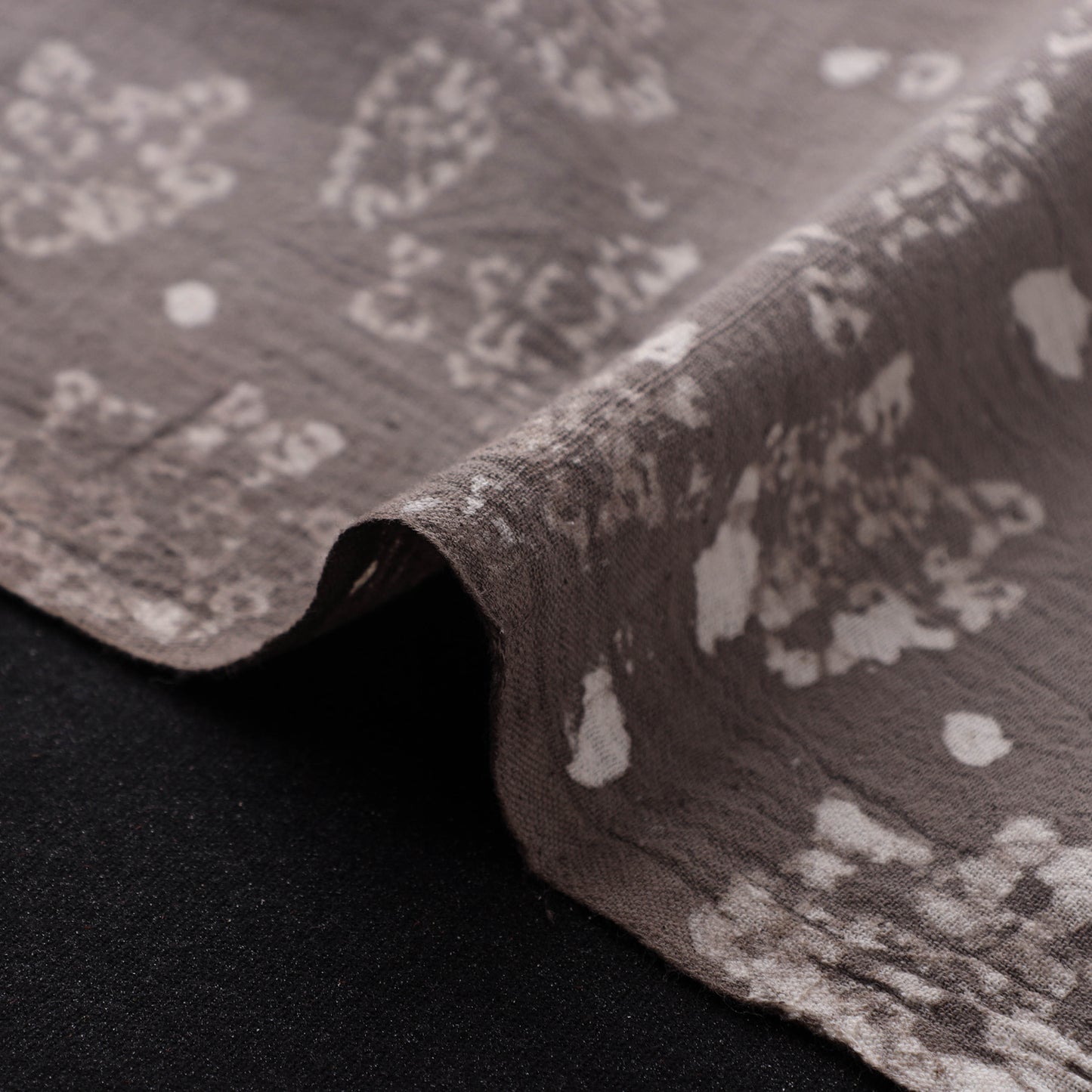 Grey - Authentic Kutch Hand Block Batik Print Pure Handwoven Natural Dyed Kala Cotton Fabric 26