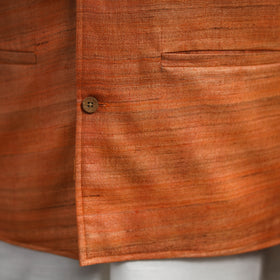 Orange Vidarbha Tussar x Ghicha Silk Handloom Nehru Jacket