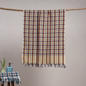 Handloom fine cotton checks bath towel 01 - handcrafted