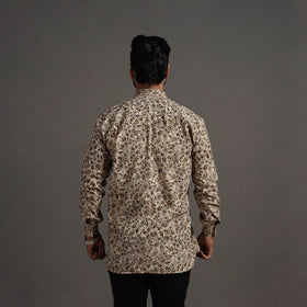 Buy Beige Pedana Block Print Cotton Men Kalamkari Shirt