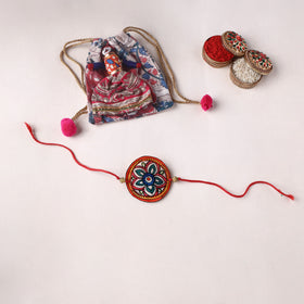Flower - Handpainted Tholu Bommalata Leather Rakhi (Assorted) 38