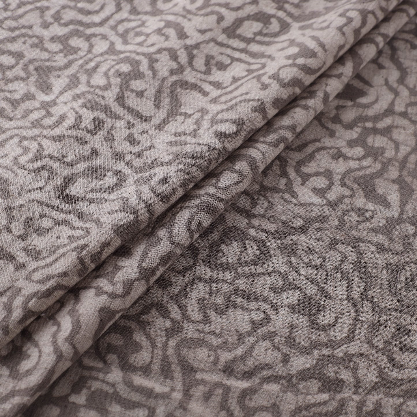 Grey - Authentic Kutch Hand Block Batik Print Pure Handwoven Natural Dyed Kala Cotton Fabric 27