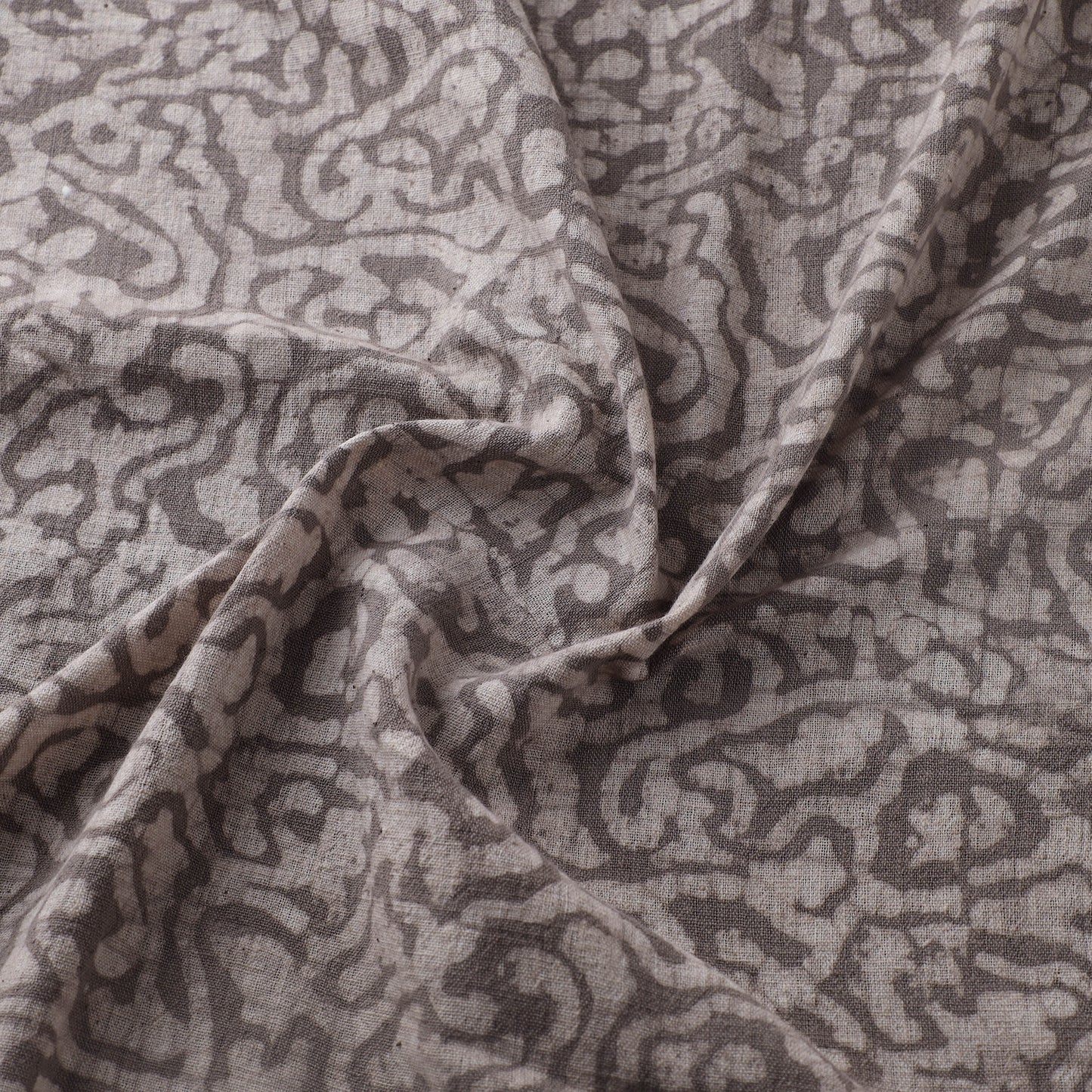 Grey - Authentic Kutch Hand Block Batik Print Pure Handwoven Natural Dyed Kala Cotton Fabric 27