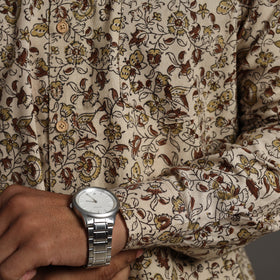 Buy Beige Pedana Block Print Cotton Men Kalamkari Shirt
