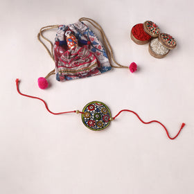 Flower - Handpainted Tholu Bommalata Leather Rakhi (Assorted) 39