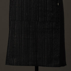 Black Plain Handloom Jhiri Cotton Apron with Pocket 