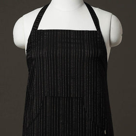 Black Plain Handloom Jhiri Cotton Apron with Pocket 