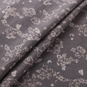 Grey - Authentic Kutch Hand Block Batik Print Pure Handwoven Natural Dyed Kala Cotton Fabric 28