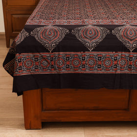 Ajrakh Hand Block Print Natural Dyed Cotton Single Bed Sheet (90 x 60 in) 08