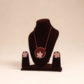 Maroon - handmade fabart necklace set 26 - handcrafted