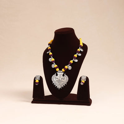 Yellow - german silver thread beads necklace set 28