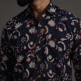  Brown Bagru Block Printed Cotton Men Full Sleeve Shirt