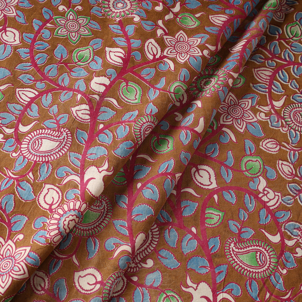 Brown - Kalamkari Printed Cotton Fabric