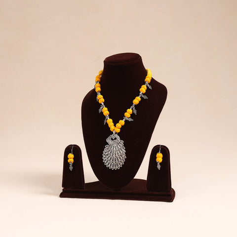 Yellow - german silver thread beads necklace set 29