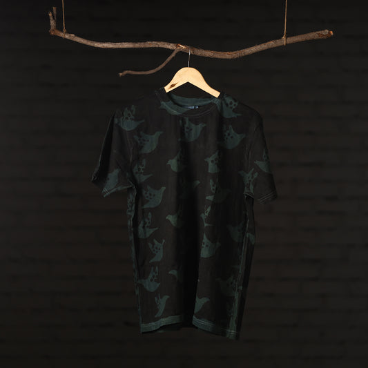 Black - Bindaas Block Art Printed Cotton Round Neck T-shirt