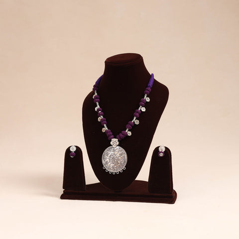 Purple - german silver thread beads necklace set 32