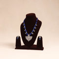 Blue - german silver thread beads necklace set 34
